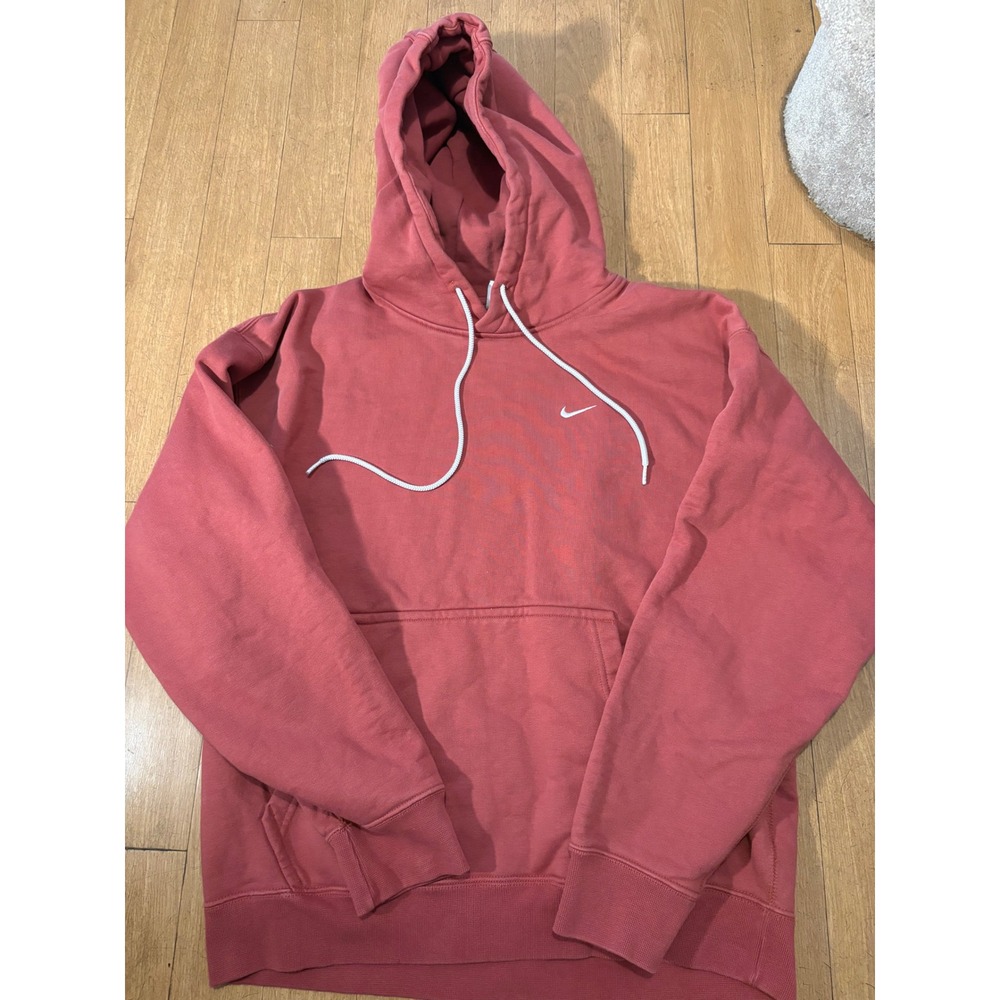 Nike Solo Swoosh Fleece Hoodie Terracotta Pink CV0552-691 Mens Medium